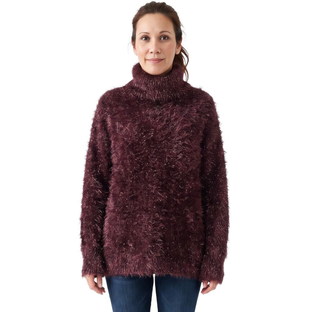 Nordstrom LEITH Super Chunky Metallic Shag Brown Sweater XL